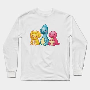 Dinosaur Collection yellow blue red Long Sleeve T-Shirt